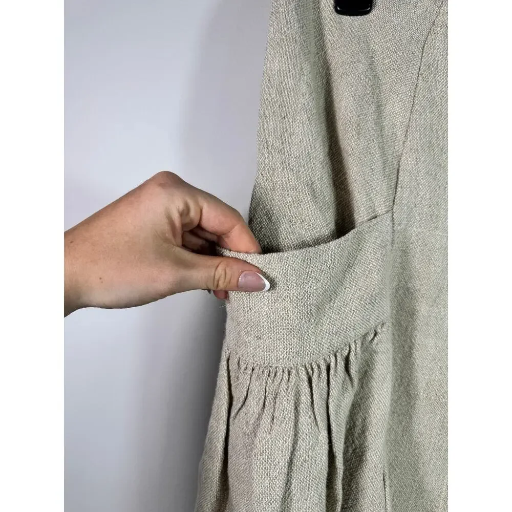 Free People Stansbury Midi Skirt Beige Lagenlook Boho Linen Size 2